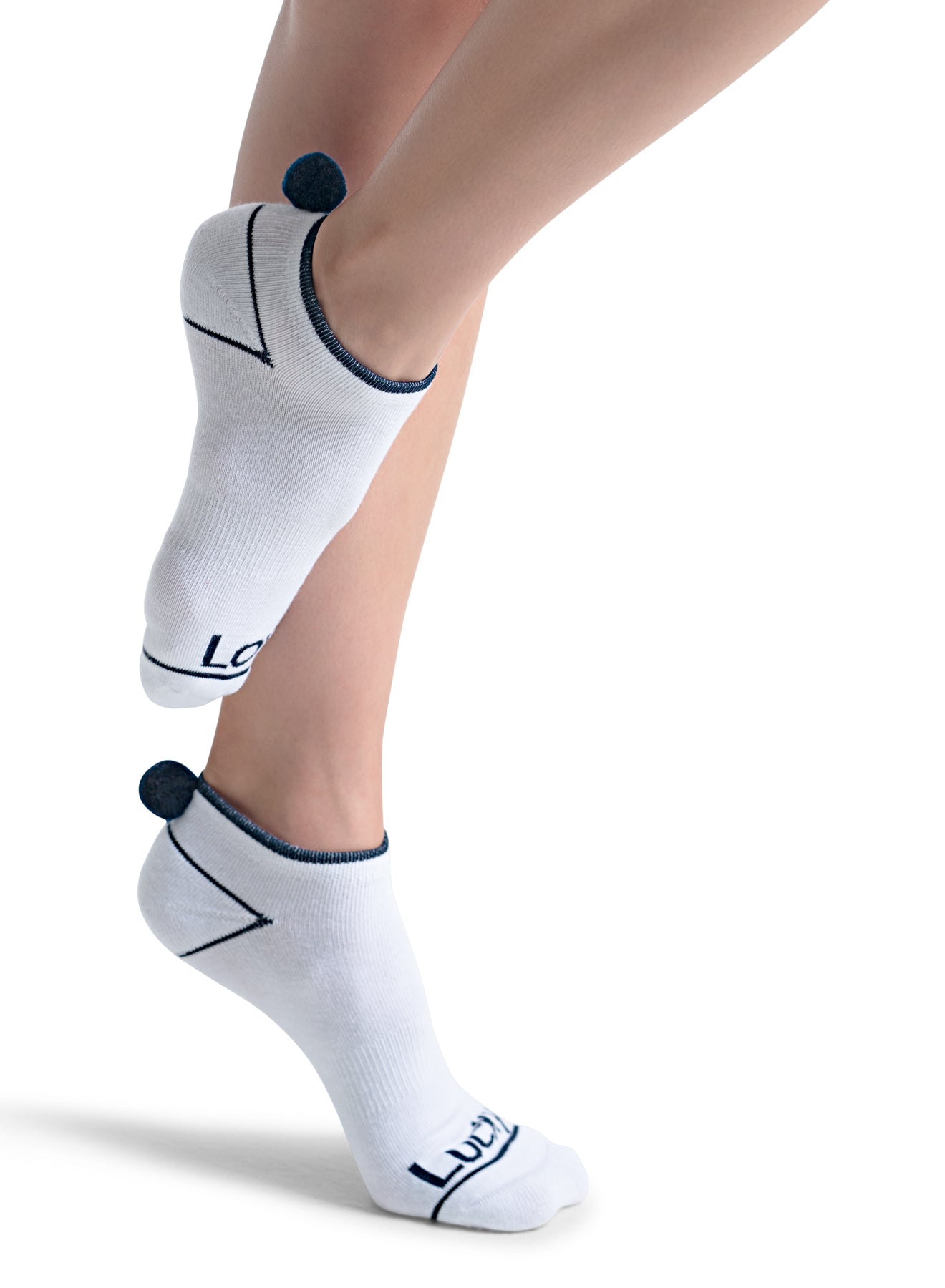 LUCKY POM LOW SOCKS - WHITE